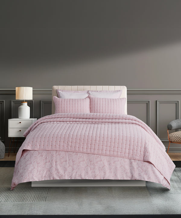 Nectarsoft Italian Retreat King Bedcover Set, Blush|90 GSM Cotton|3 Pc Set