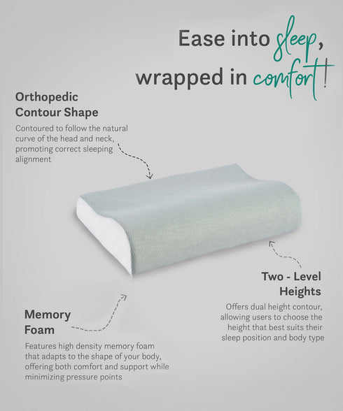Urban Comfort Contour Cloud Pillow, 35 X 58 CM, Pack of 1| Grey