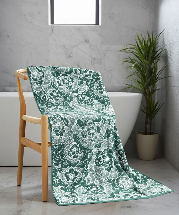 Floral 1 Pc Bath Towel, Geen| 600 GSM Cotton