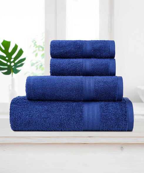 Celebration 4Pc Towel set, Midnight Blue | 450 GSM Cotton
