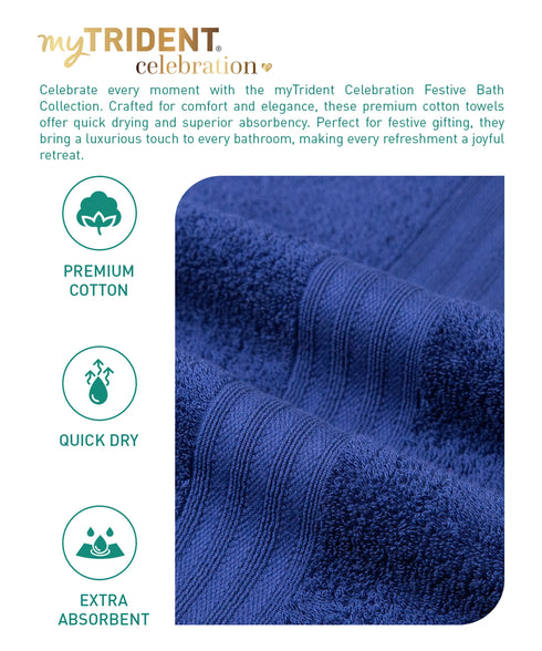 Celebration 4Pc Towel set, Midnight Blue | 450 GSM Cotton