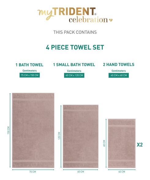 Celebration 4Pc Towel set, Nature Lux | 450 GSM Cotton