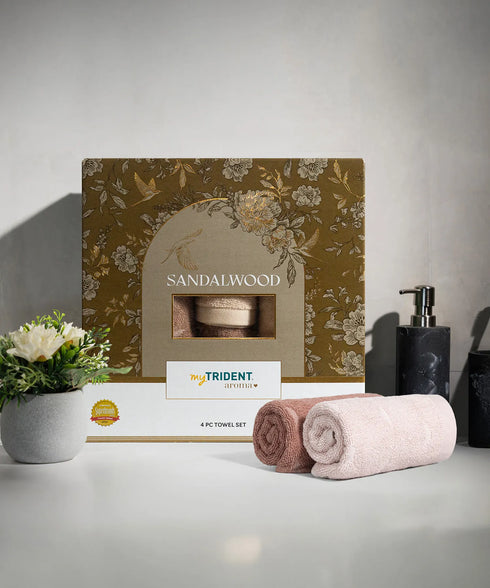 Aroma 4Pc Towel Set, Sandalwood| 500 GSM Cotton