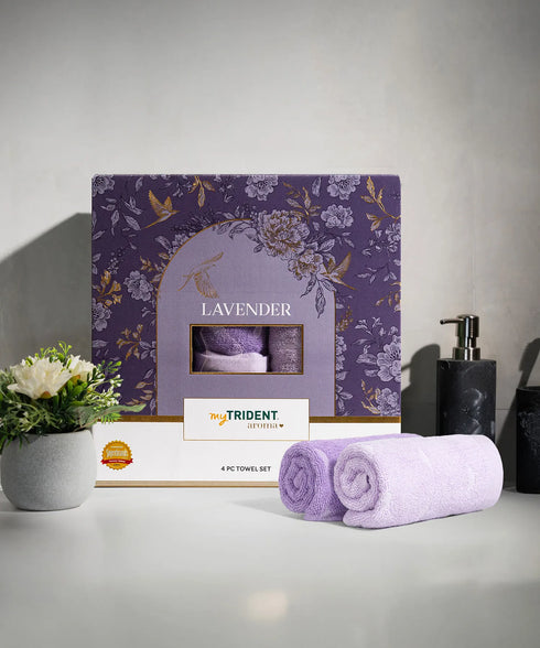 Aroma 4Pc Towel Set, Lavender| 500 GSM Cotton