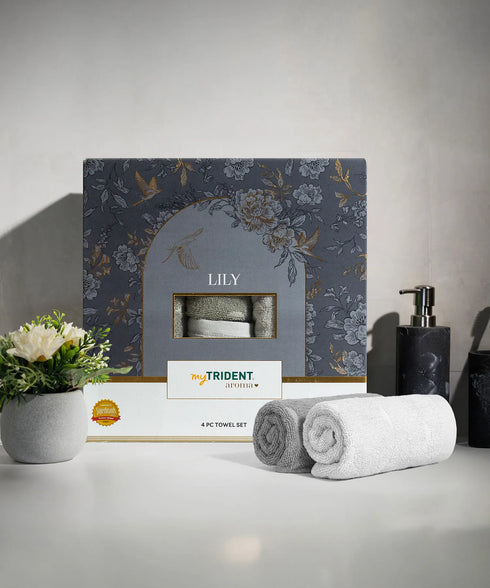 Aroma 4Pc Towel Set, Lily| 500 GSM Cotton