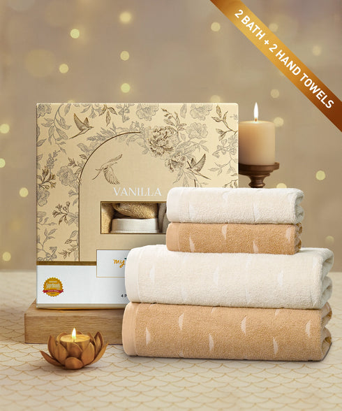 Aroma 4Pc Towel Set, Vanilla| 500 GSM Cotton