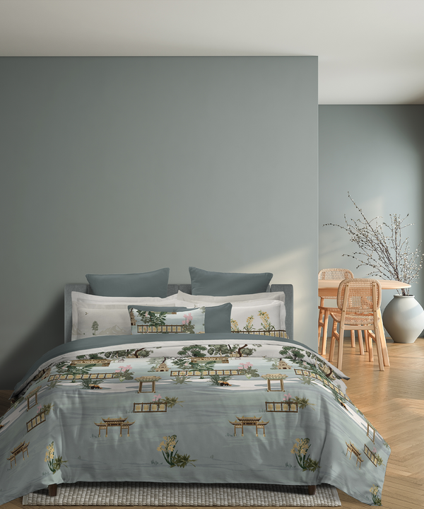 Classic Safarnama King Bedsheet Set, Skybound Tracks | 210 TC Cotton| 4 Pillow Covers