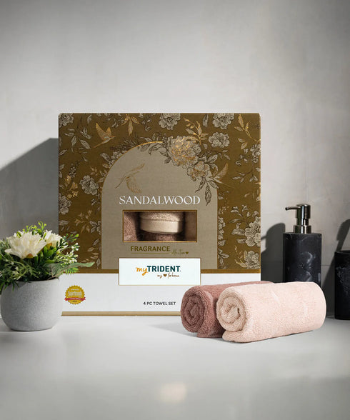 Fragrance 4Pc Towel Set, Sandalwood| 500 GSM Cotton