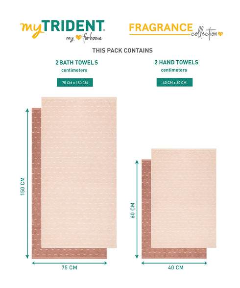 Fragrance 4Pc Towel Set, Sandalwood| 500 GSM Cotton