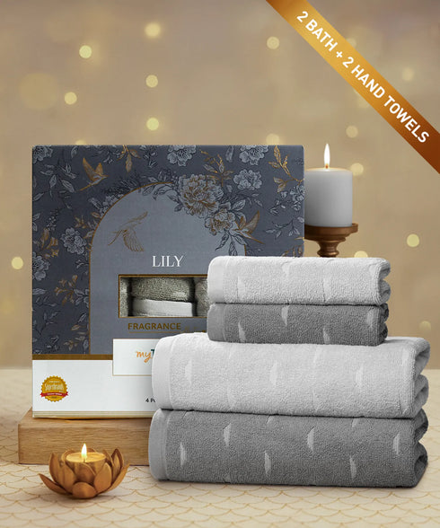 Fragrance 4Pc Towel Set, Lily| 500 GSM Cotton