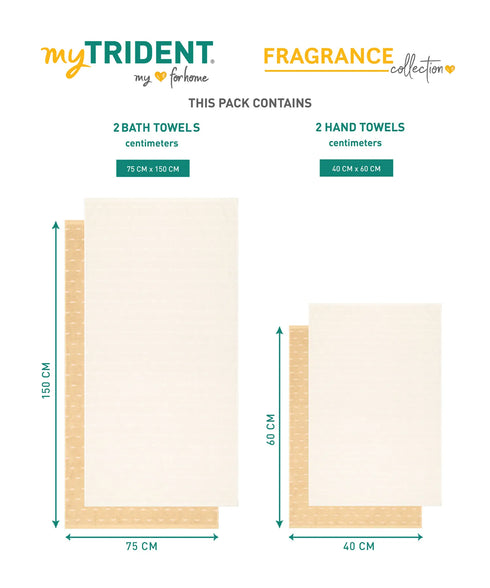 Fragrance 4Pc Towel Set, Vanilla| 500 GSM Cotton