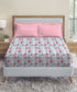 Urban Comfort Queen Bedsheet Set, Gardenia Blooms Pink|144 TC Cotton| 2 Pillow Covers