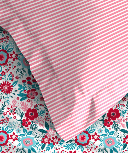 Urban Comfort Queen Bedsheet Set, Gardenia Blooms Pink|144 TC Cotton| 2 Pillow Covers