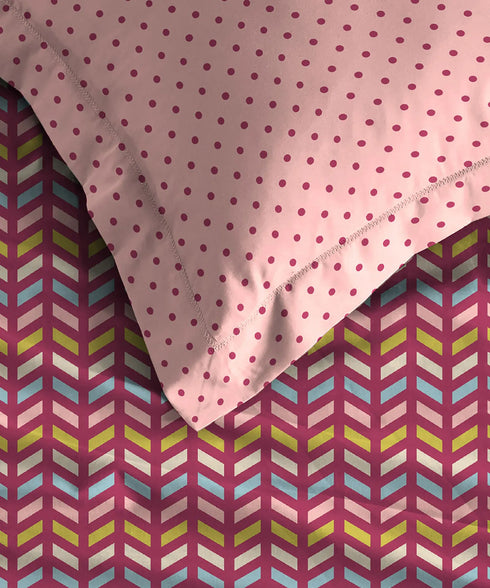 Urban Comfort Queen Bedsheet Set, Party Mood Pink |144 TC Cotton| 2 Pillow Covers