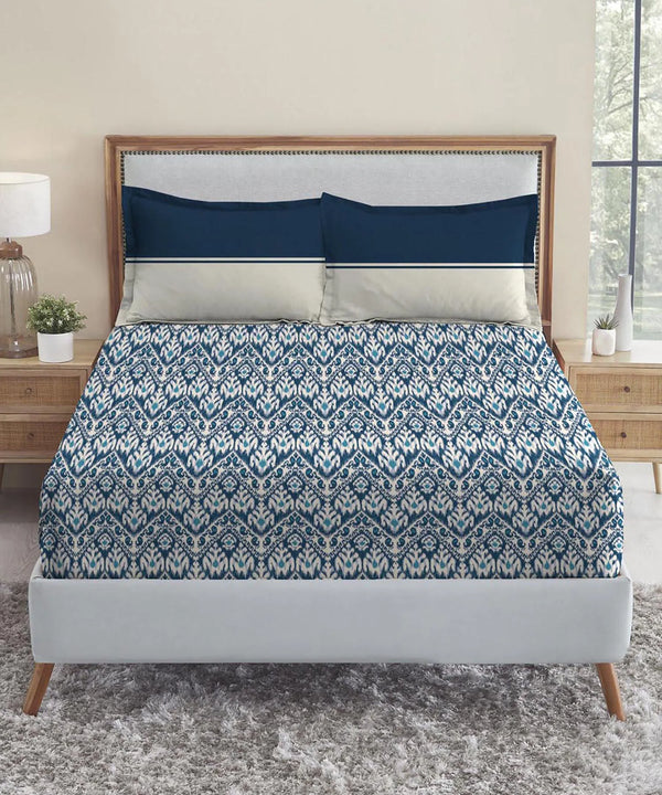 Urban Comfort Queen Bedsheet Set, Audrey |144 TC Cotton| 2 Pillow Covers