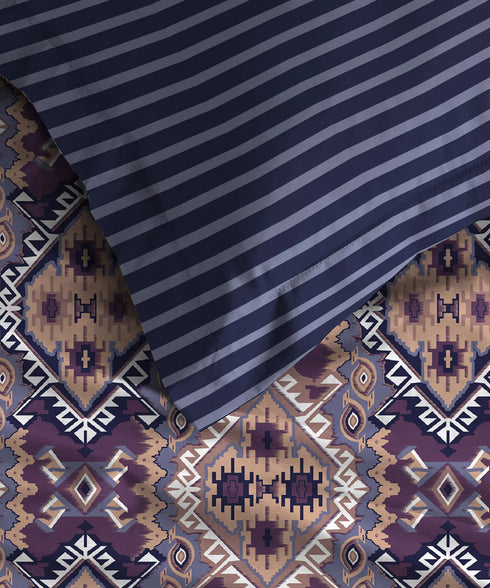 Urban Comfort Single Bedsheet Set, Modern Indigo |144 TC Cotton| 1 Pillow Covers