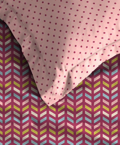 Urban Comfort Single Bedsheet Set, Party Mood Pink |144 TC Cotton| 1 Pillow Covers