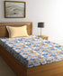 Urban Comfort Single Bedsheet Set, Gardenia Blooms Blue |144 TC Cotton| 1 Pillow Covers