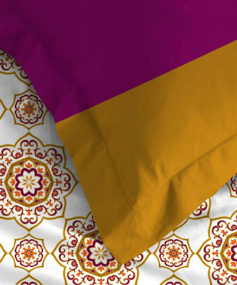 Urban Comfort Single Bedsheet Set, Majestic Mandala Yellow |144 TC Cotton| 1 Pillow Covers