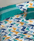 Urban Comfort Single Bedsheet Set, Trippy Triangles Blue |144 TC Cotton| 1 Pillow Covers