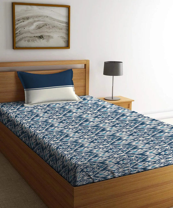 Urban Comfort Single Bedsheet Set, Audrey |144 TC Cotton| 1 Pillow Covers