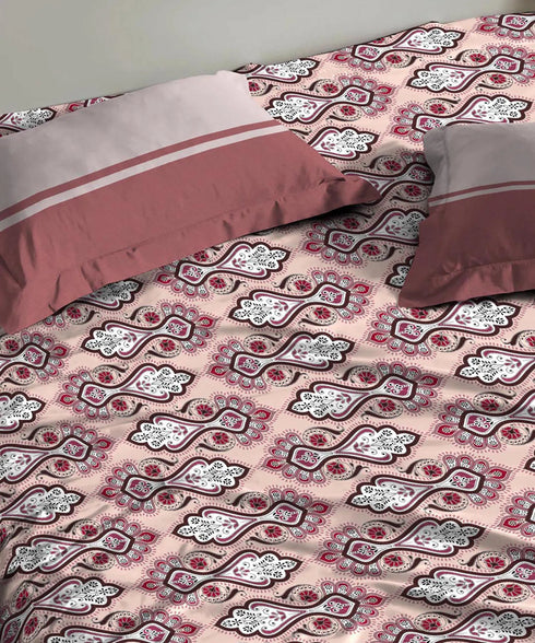 Urban Comfort Single Bedsheet Set, Delicate Blush |144 TC Cotton| 1 Pillow Covers