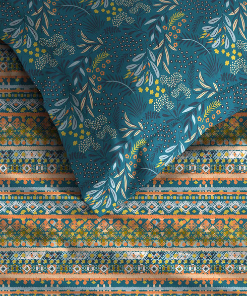 Urban Comfort Single Bedsheet Set, Midnight Bloom |144 TC Cotton| 1 Pillow Covers