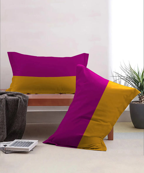 Urban Comfort Pillow Covers Set, Majestic Mandala Yellow| 144 TC Cotton