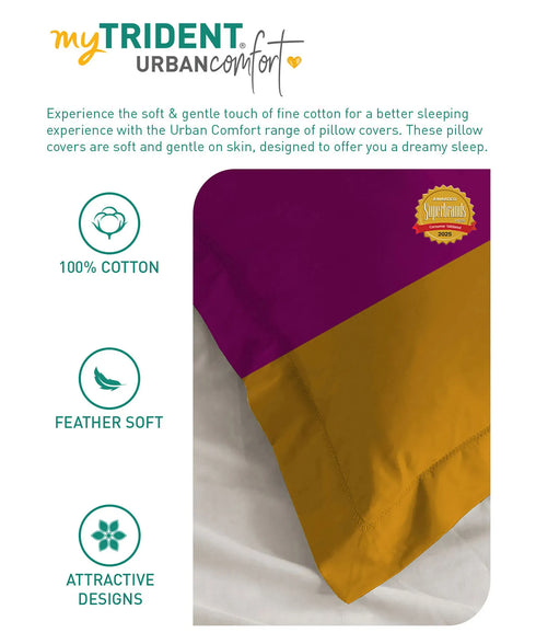 Urban Comfort Pillow Covers Set, Majestic Mandala Yellow| 144 TC Cotton