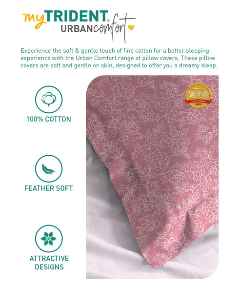 Urban Comfort Pillow Covers Set, Juliet Pink| 144 TC Cotton