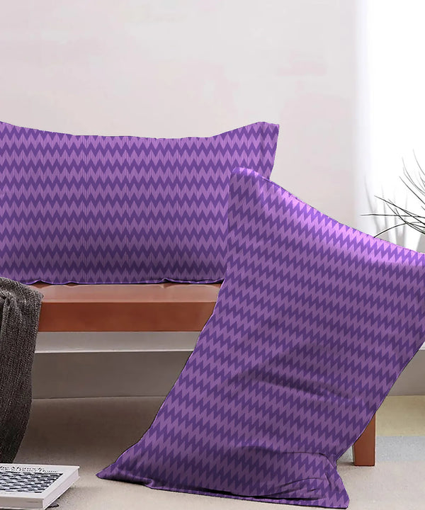 Urban Comfort Pillow Covers Set, Sunset Purple| 144 TC Cotton