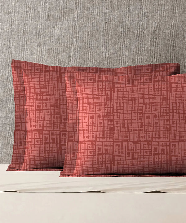 Urban Comfort Pillow Covers Set, Aria Red| 144 TC Cotton