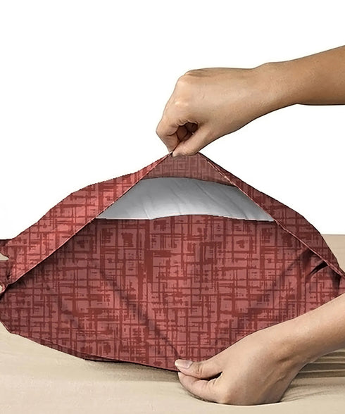 Urban Comfort Pillow Covers Set, Aria Red| 144 TC Cotton