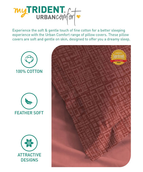 Urban Comfort Pillow Covers Set, Aria Red| 144 TC Cotton