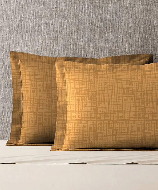 Urban Comfort Pillow Covers Set, Aria Yellow| 144 TC Cotton
