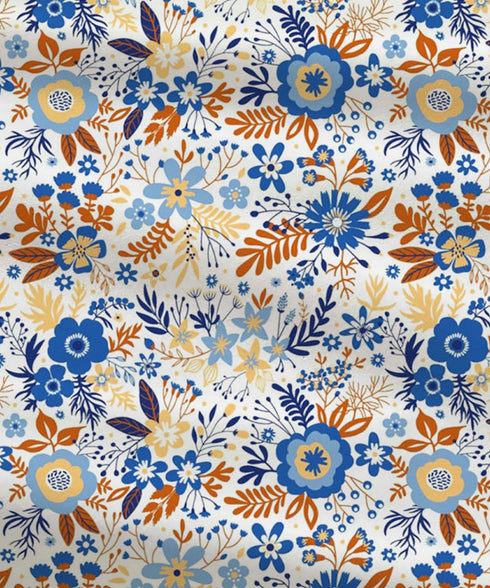 Urban Comfort King Fitted Bedsheet Set, Desert Garden Blue|144 TC Cotton| 2 Pillow Covers