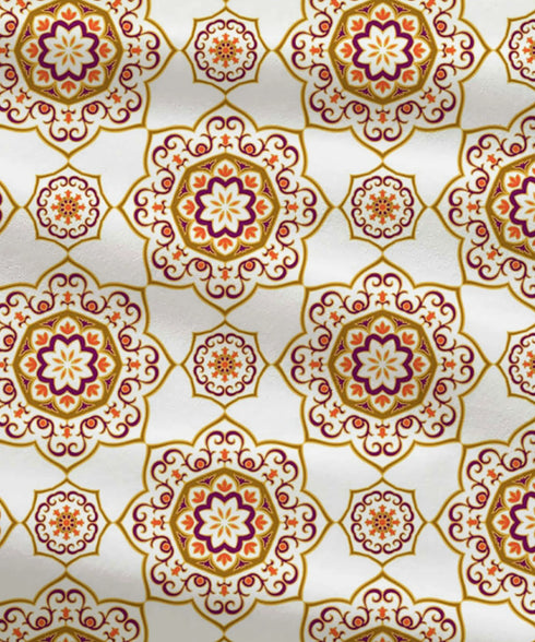 Urban Comfort King Fitted Bedsheet Set, Majestic Mandala Yellow|144 TC Cotton| 2 Pillow Covers