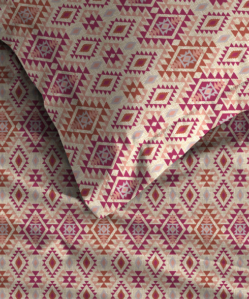 Urban Comfort King Fitted Bedsheet Set, Aria Red |144 TC Cotton| 2 Pillow Covers