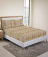 Urban Comfort King Fitted Bedsheet Set, Aria Yellow |144 TC Cotton| 2 Pillow Covers