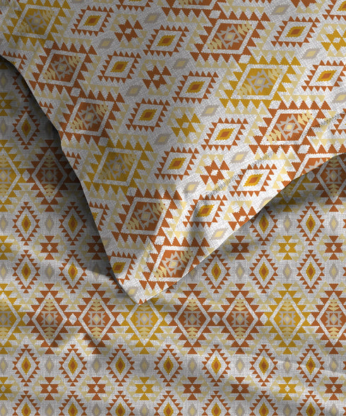 Urban Comfort King Fitted Bedsheet Set, Aria Yellow |144 TC Cotton| 2 Pillow Covers