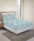 Urban Comfort King Fitted Bedsheet Set, Juliet Blue |144 TC Cotton| 2 Pillow Covers