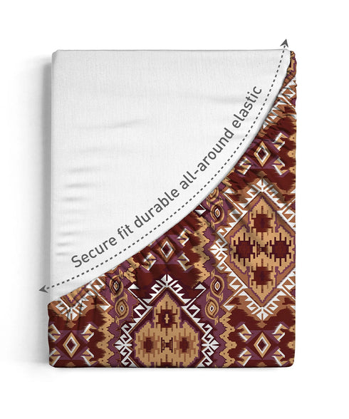 Urban Comfort King Fitted Bedsheet Set, Modern Brown |144 TC Cotton| 2 Pillow Covers