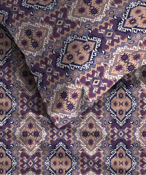 Urban Comfort King Fitted Bedsheet Set, Modern Indigo|144 TC Cotton| 2 Pillow Covers