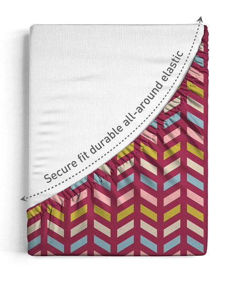 Urban Comfort King Fitted Bedsheet Set, Party Mood Pink|144 TC Cotton| 2 Pillow Covers