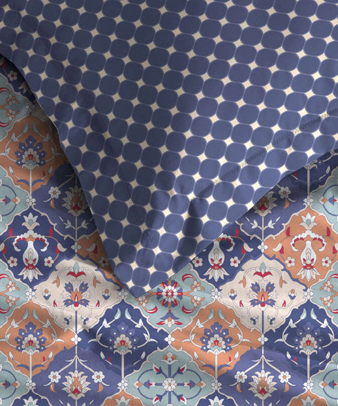 Moments Queen Bedsheet Set,Vivienne Blue|120 TC Cotton