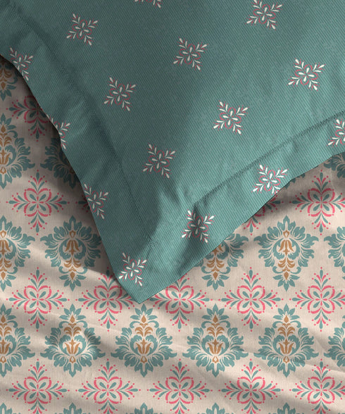 Moments Queen Bedsheet Set, Clara Pink|120 TC Cotton