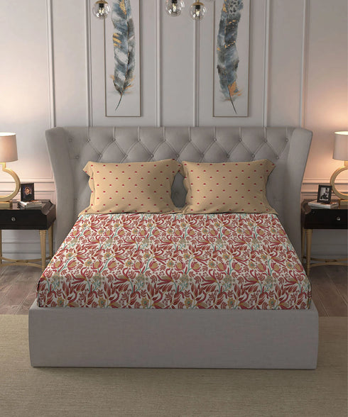 Moments Queen Bedsheet Set,Reverie Yellow|120 TC Cotton