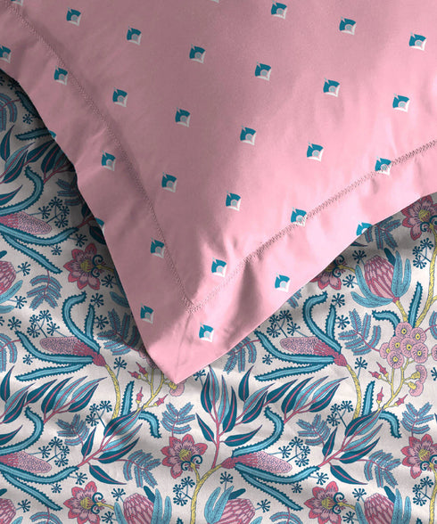 Moments Queen Bedsheet Set,Reverie Pink|120 TC Cotton