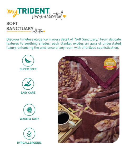 Home Essential Soft Sanctuary 1 Ply Double Flannel Blanket, Nora|2.7 KG
