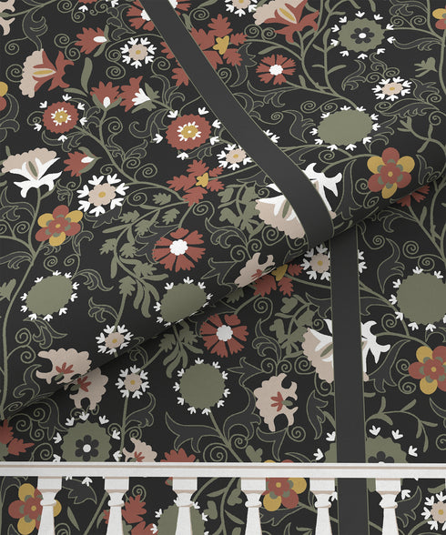 Home Essential Suzani King Bedsheet, Angan Phool|144TC Cotton| 2 Pillow Covers